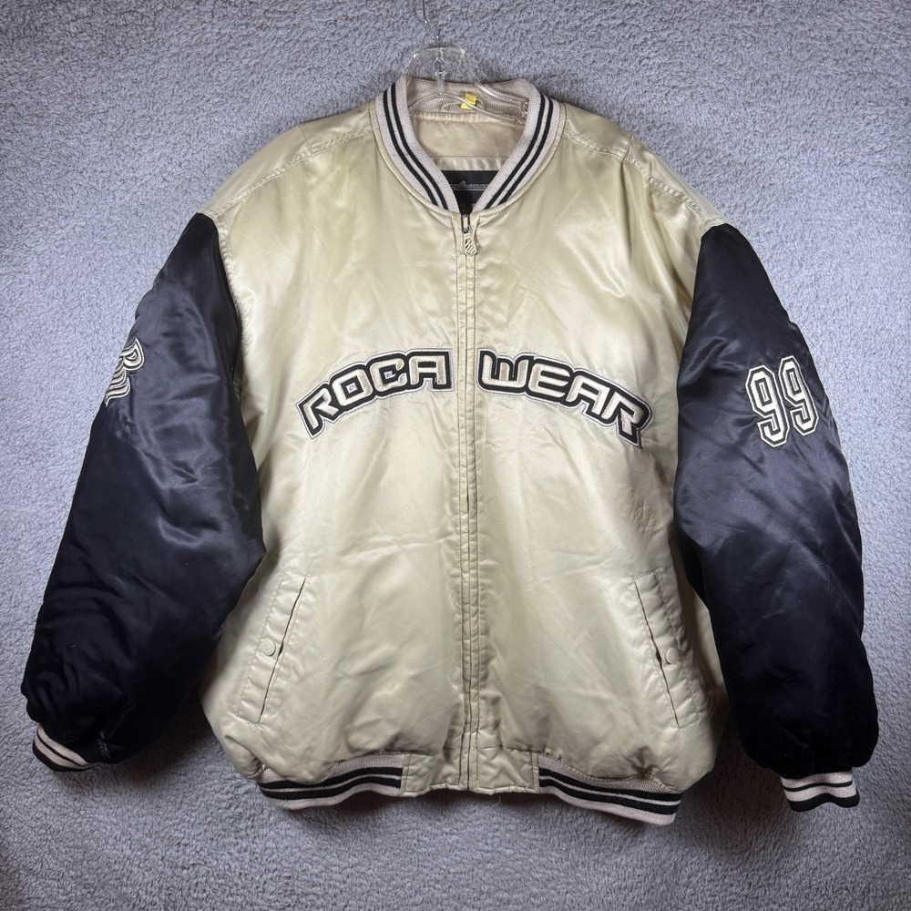 Rocawear USA Hip Hop Winter Vintage Down Jacket Oldschool Rap Size XL Y2K Jay Z